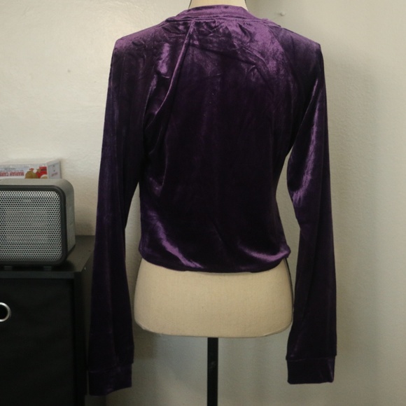 Material Girl Twist-Front Velour Sweater Crop Top - Picture 3 of 6